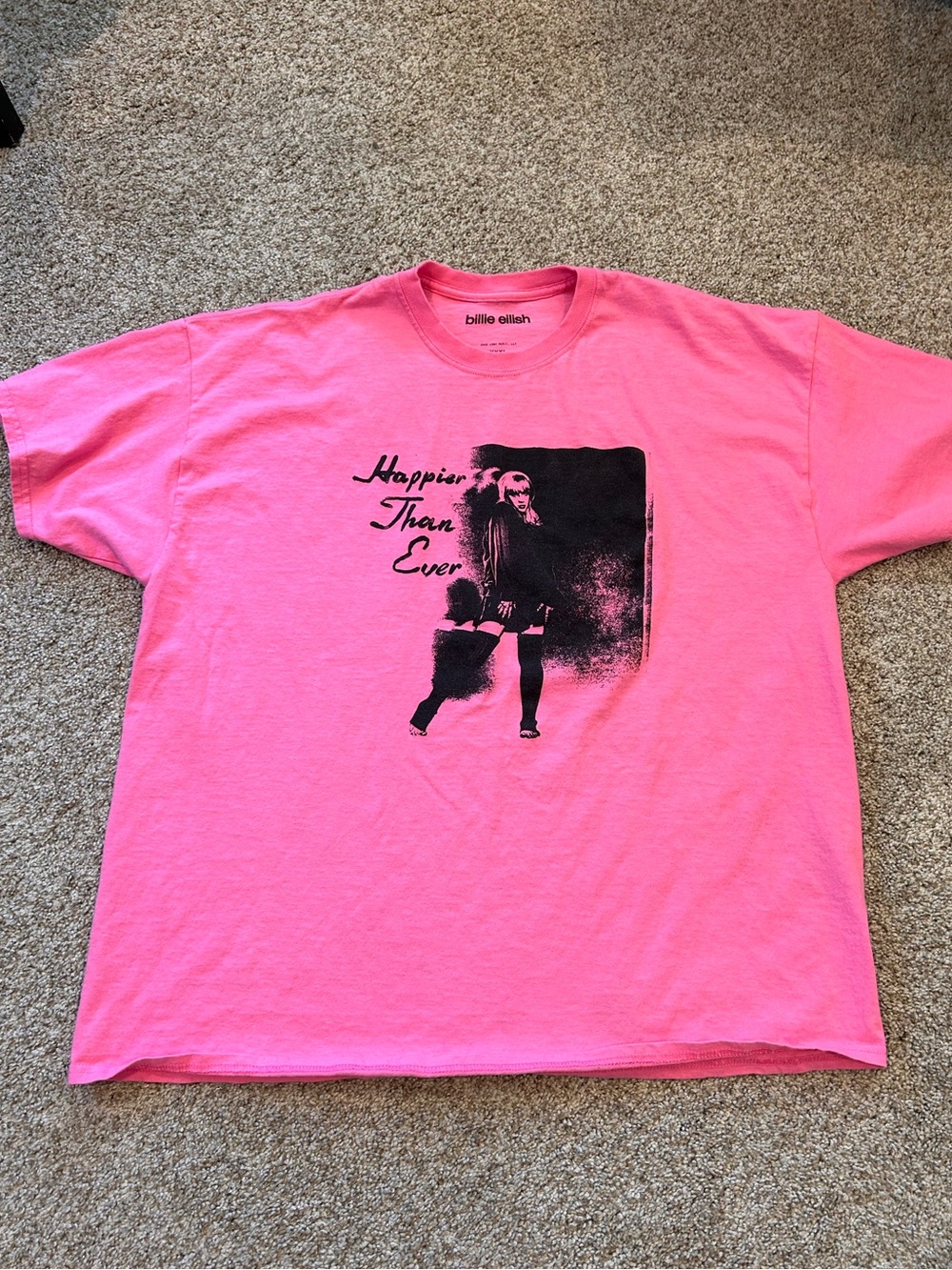 Billie Eilish 100% Cotton “Happier Than Ever” Barbie Pink short sleeve. Band tee